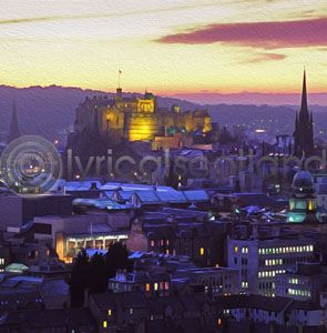 Edinburgh Skyline, Dusk Colour Art Greetings Card