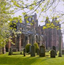 Melrose Abbey Colour Art Greetings Card