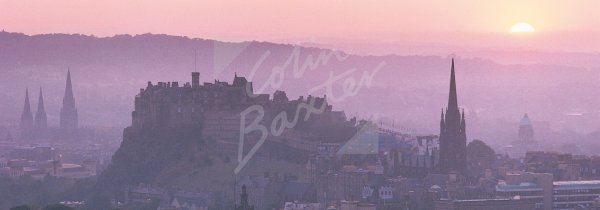 Edinburgh Castle and City at sunset, Edinburgh Postcard