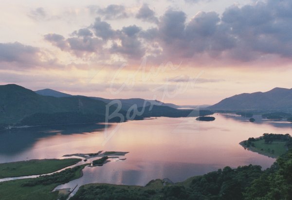 Derwent Water at Dusk, Lake District Postcard