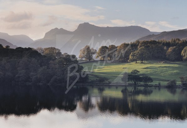 Langdale Pikes across Loughrigg Tarn, Lake District Postcard