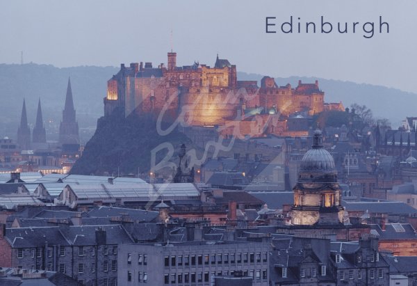 Edinburgh Castle & City at dusk, Edinburgh 3 Postcard