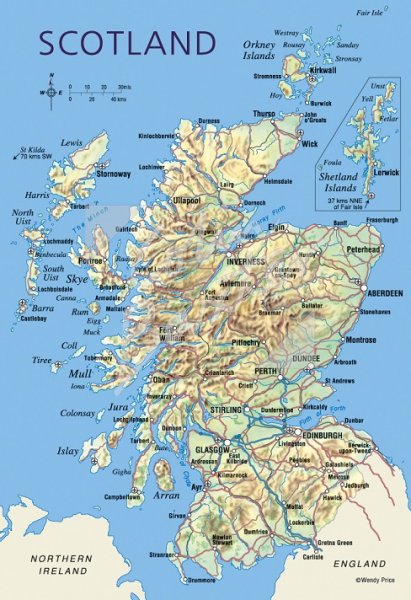 Map of Scotland Postcard