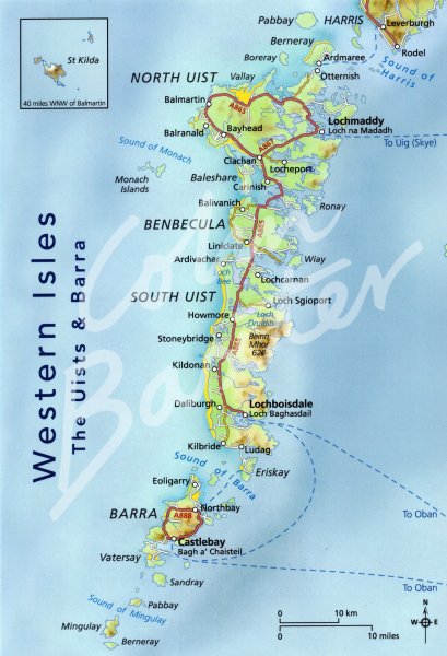 Map of Western Isles - Uists & Barra Postcard