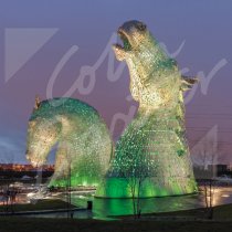 Kelpies at dusk, Falkirk Greetings Card