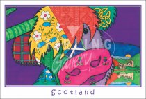 Highland Cow Head - Scotland, cartoon Postcard