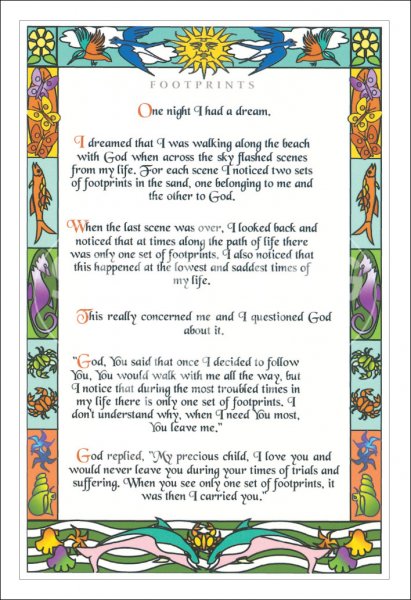 Footprints Text Postcard