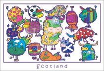 Highland Cows - Scotland, cartoon Postcard