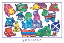 Scotties and Westies - Scotland, cartoon Postcard