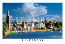 Inverness, City Panorama Down River Ness Postcard