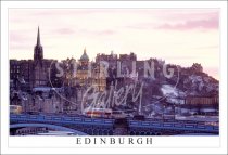 Edinburgh, City Skyline over Waverley Bridge Winter Postcard