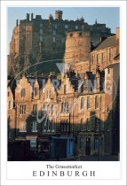 Grassmarket - Edinburgh, with Castle, Close Up Postcard