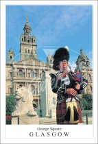 Piper, George Square - Glasgow Postcard