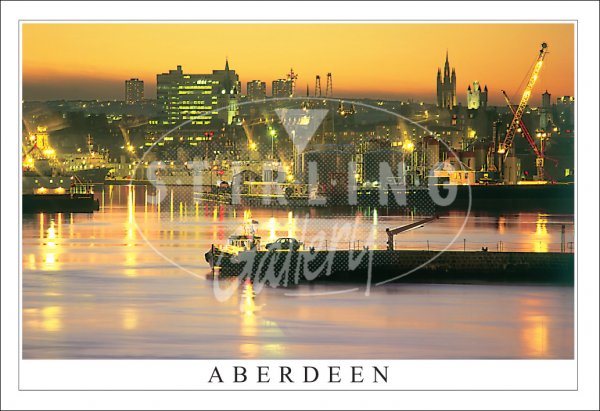 Aberdeen, The Harbour, Night Illumination Postcard