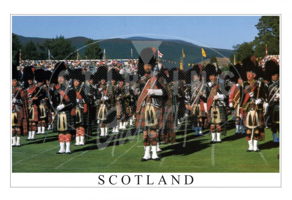 Massed Pipe Bands Braemar Gathering Postcard