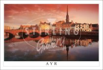 Ayr, River Ayr, Fiery Sky Postcard