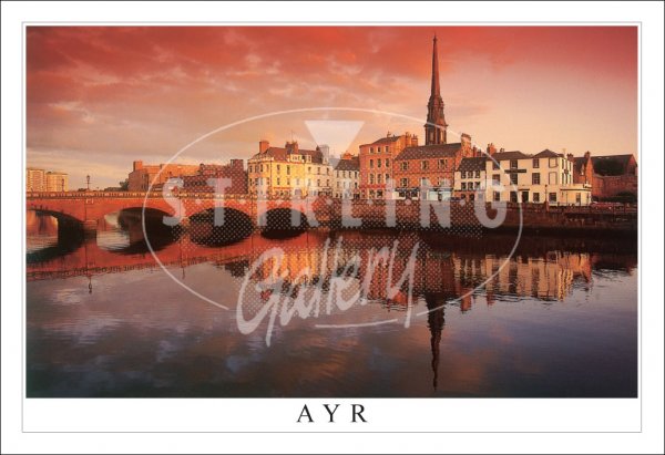 Ayr, River Ayr, Fiery Sky Postcard