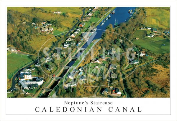 Neptune's Staircase - Caledonian Canal, Aerial view Postcard