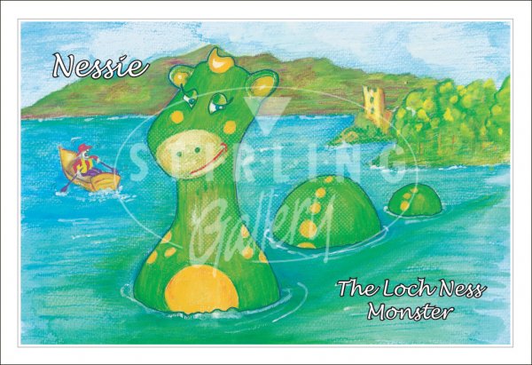 Nessie, Loch Ness Monster, Cartoon Postcard
