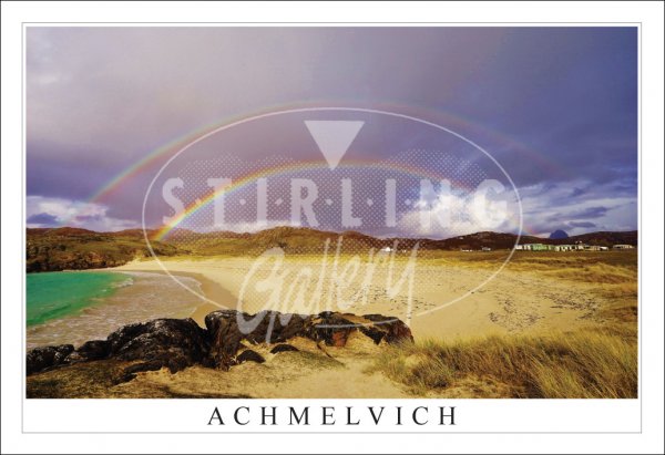 Achmelvich, Double Rainbow on Beach, Lochinver Postcard