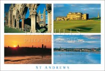 St Andrews, Multi, Cathedral,R&A,West Sands,Sunset Postcard