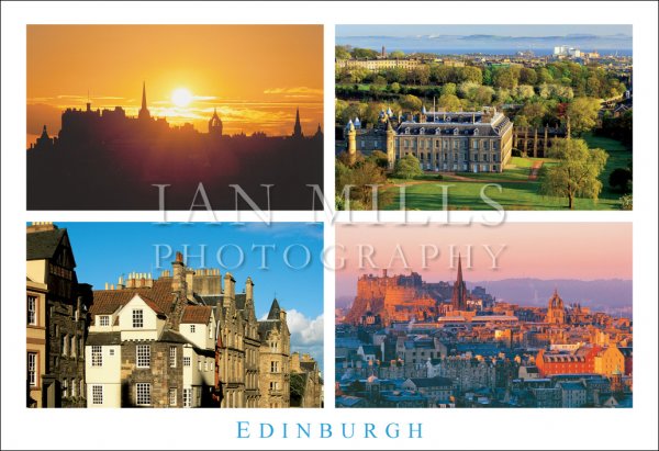 Edinburgh, Multi, Sunset, Holyroodhouse,Castle,Knox Postcard