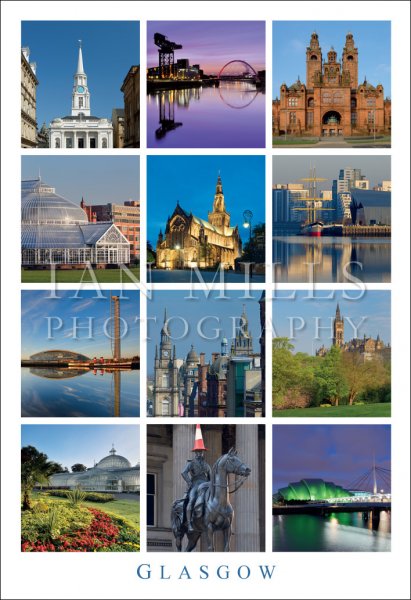Glasgow - Tiled 12 Images Postcard
