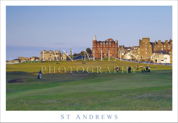 St Andrews, Golfers on Old Course, Evening Postcard