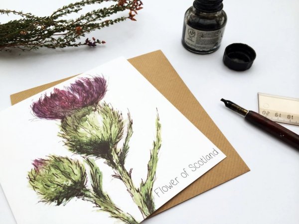 Thistle Flower of Scotland Greetings Card