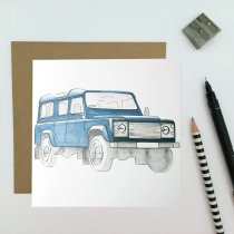 Land Rover Navy Greetings Card