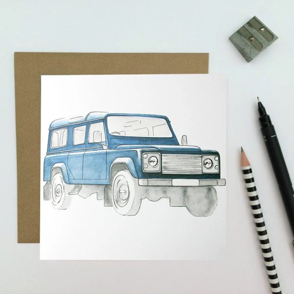 Land Rover Navy Greetings Card