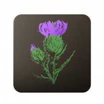 Thistle Black Leather Coaster