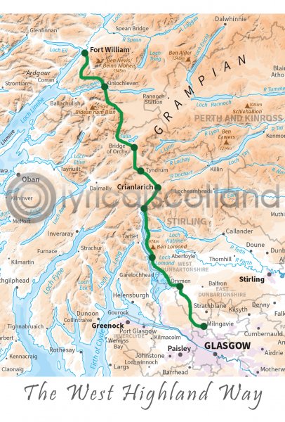 West Highland Way Map Postcard