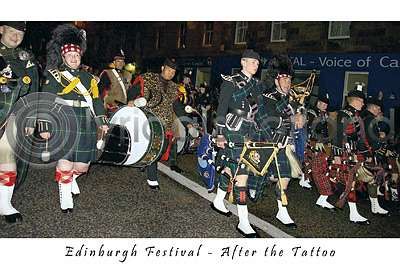 Edinburgh Streets After Tattoo Postcard