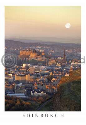 Moonrise over Edinbugh Postcard