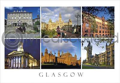 Glasgow Composite 2 Great Buildings Postcard
