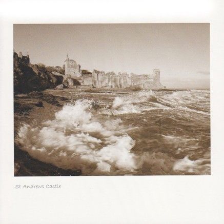 St Andrew's Castle & Waves Sepia Greetings Card