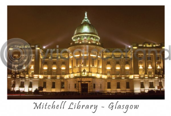 Glasgow Mitchell Library at Night Postcard