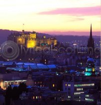 Edinburgh Castle at Dusk Colour Photo Greetings Card