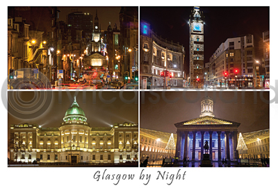 Glasgow by Night Composite Postcard